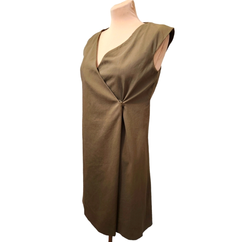 GUCCI Sage Green Silk & Cotton Faux Wrap Dress - 42 EU - Picture 7 of 15